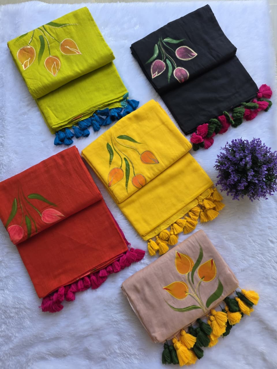 Handcrafted sarees in traditional Kerala style